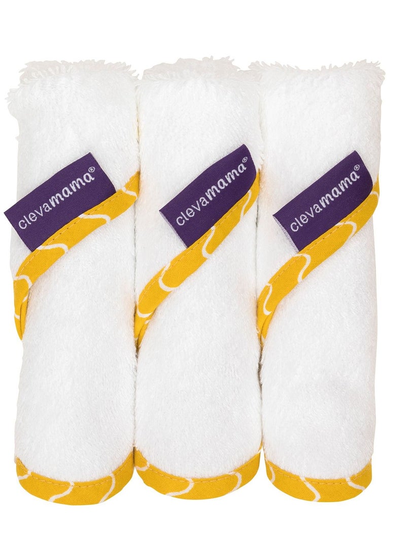 Clevamama Bamboo Baby Washcloth Set  - White & Honey - Image 3