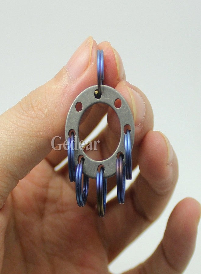 TIKING Titanium Accessories EDC UFO UNI-FLEX Organizer Keyring+6pcs 12mm Ti Micro Ring Anodized Blue - Image 2