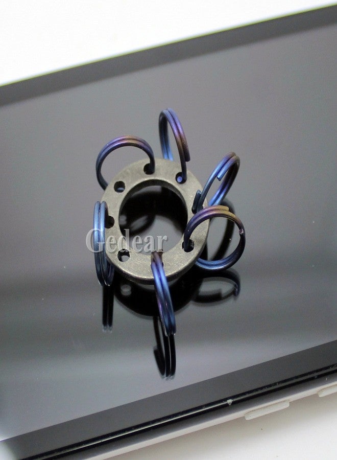 TIKING Titanium Accessories EDC UFO UNI-FLEX Organizer Keyring+6pcs 12mm Ti Micro Ring Anodized Blue - Image 3