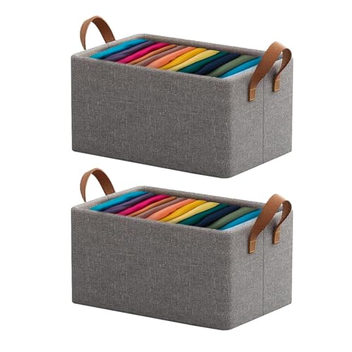 Fuelbyte Steel Frame Wardrobe Organizer for Clothes with Metal Frame Rectangle Storage Baskets for Clothing Fabric Storage Box with Handles Shelf Basket for Storage Clothes Pants Jeans (26 LTR, 2 pcs) - Image 1