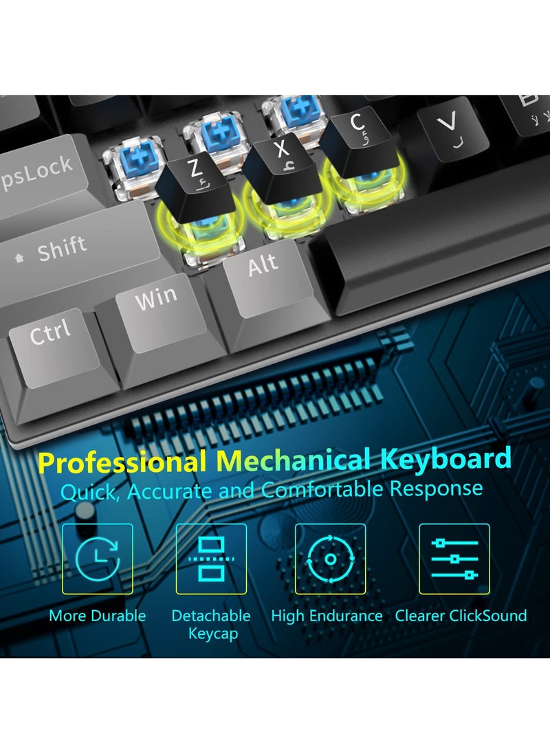 INFOSUN English Arabic Mechanical Gaming Keyboard with RGB LED Rainbow Backlit, Quick Response USB Wired Waterproof 87 Keys Keyboard for Windows/MacOS/Android PC Gamers - Black Gray/Blue Switch  - Image 5