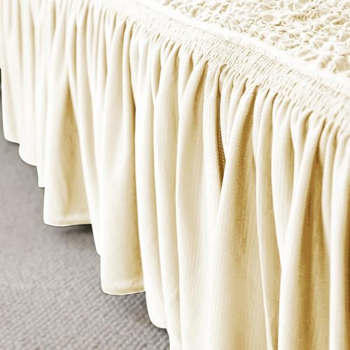 B BESTILO Turkish Bubble Sofa Cover 3 Seater and 2 Seater Fully Covered 5 Seater Sofa Cover Non-Slip Sticky Elastic Stretchable Sofa Set Imported Slipcover Protector (3+1+1 Seater) (Cream) - Image 4