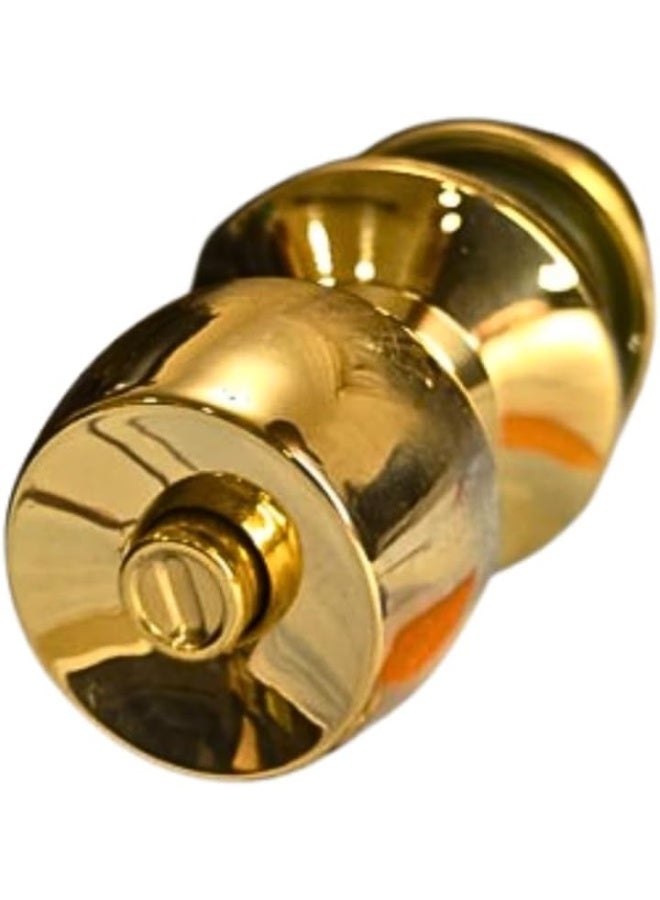 Union Bala Polished Brass Gold Entrance Knob Set 70mm Backset For 35-50mm Door Thickness Cylindrical Lock Keyed Entry with Thumb Turn 65mm Round Rose 52mm Knob Interior Door Handle - Image 3