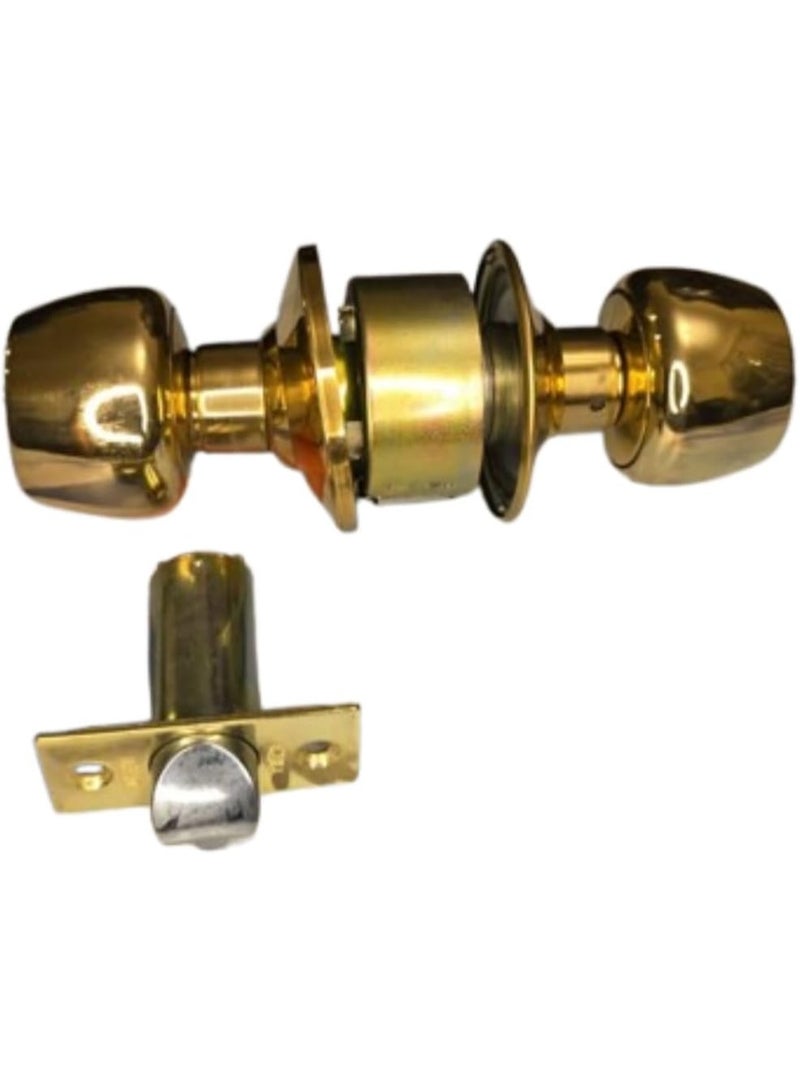 Union Bala Polished Brass Gold Entrance Knob Set 70mm Backset For 35-50mm Door Thickness Cylindrical Lock Keyed Entry with Thumb Turn 65mm Round Rose 52mm Knob Interior Door Handle - Image 4
