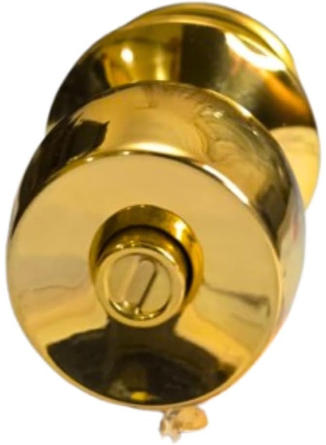 Union Polished Brass Gold Entrance Knob Set 70mm Backset For 35-50mm Door Thickness Cylindrical Lock Keyed Entry with Thumb Turn 65mm Round Rose 52mm Knob Interior Door Handle - Image 5