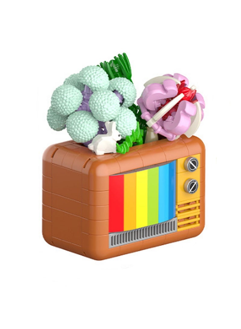 Loquat Relax Tv Model Set Building Blocks Creative Diy Simulation Collection Building Assembly Children'S Toys Home Decoration - Image 1