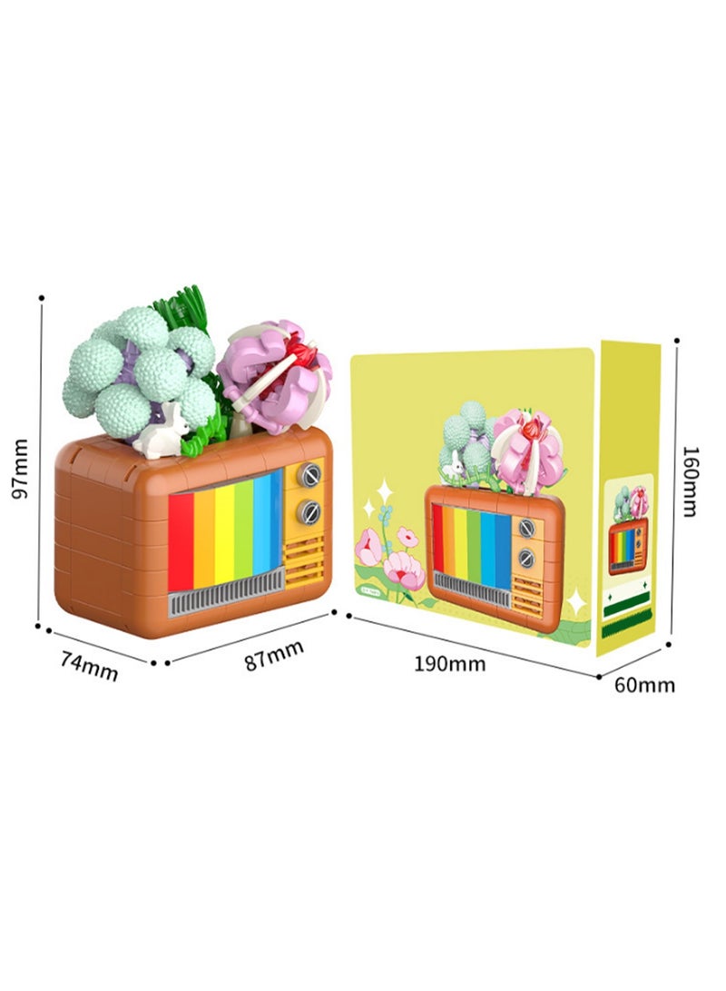 Loquat Relax Tv Model Set Building Blocks Creative Diy Simulation Collection Building Assembly Children'S Toys Home Decoration - Image 2