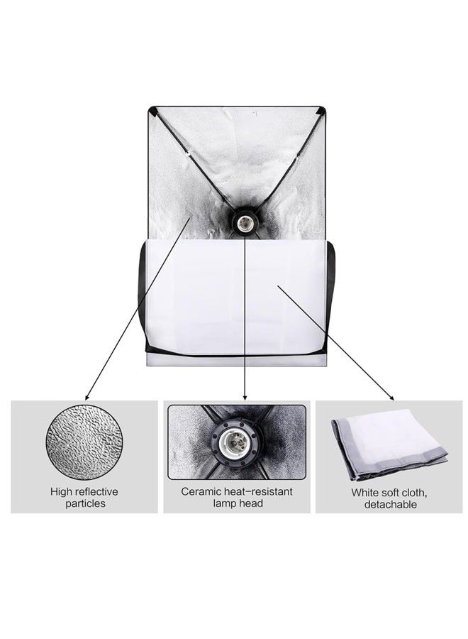 ضوء استوديو التصوير الفوتوغرافي، مجموعة إضاءة التصوير الفوتوغرافي Softbox معدات فيديو الصور، 20 بوصة × 28 بوصة/ 50 × 70 سم، معدات إضاءة مستمرة، قابس المملكة المتحدة 220 فولت
