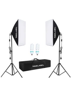 نيلابيل ضوء استوديو التصوير الفوتوغرافي، مجموعة إضاءة التصوير الفوتوغرافي Softbox معدات فيديو الصور، 20 بوصة × 28 بوصة/ 50 × 70 سم، معدات إضاءة مستمرة، قابس المملكة المتحدة 220 فولت  - Image 1