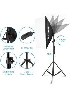 نيلابيل ضوء استوديو التصوير الفوتوغرافي، مجموعة إضاءة التصوير الفوتوغرافي Softbox معدات فيديو الصور، 20 بوصة × 28 بوصة/ 50 × 70 سم، معدات إضاءة مستمرة، قابس المملكة المتحدة 220 فولت  - Image 5