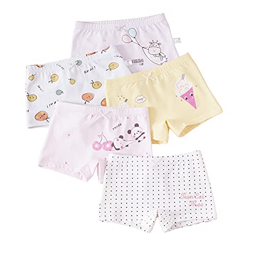 Core Pretty 5-Pack Cotton Boyshorts for Toddler Girls - Cute Panda Print Underwear | Soft Breathable Undies | Underpant Undies (3-4 Years) - Image 1