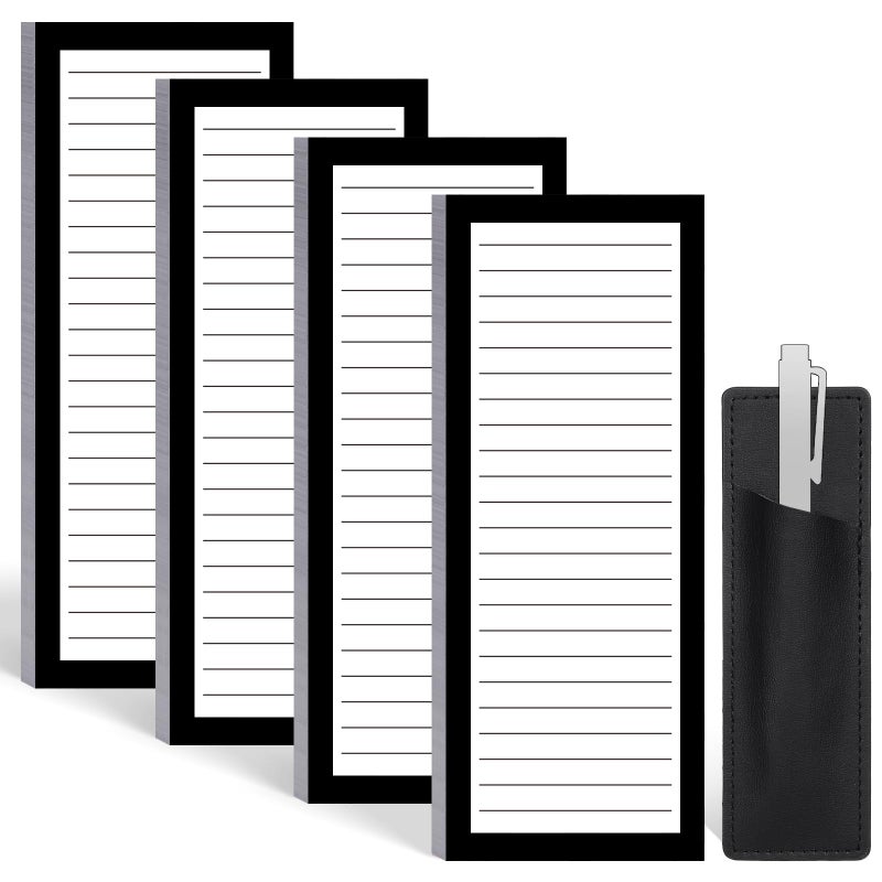 Thboxes 4 Pack Magnetic Note Pad for Fridge with Pen Holder, Totally 200 Sheets Magnetic To Do List, Shopping List, Grocery List, Memo Pads for Refrigeratorï¼ˆBlack Borderï¼‰ - Image 1