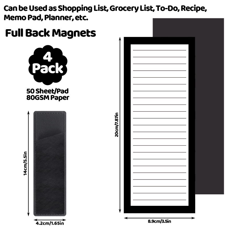 Thboxes 4 Pack Magnetic Note Pad for Fridge with Pen Holder, Totally 200 Sheets Magnetic To Do List, Shopping List, Grocery List, Memo Pads for Refrigeratorï¼ˆBlack Borderï¼‰ - Image 2