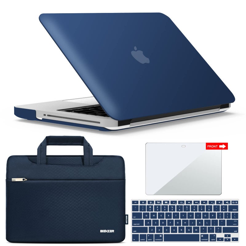 IBENZER Compatible with MacBook Pro 13 Inch case A1278 20122008 Hard Shell Case with Bag Keyboard Screen Cover for Old Version Mac Pro 13 with CDROM Navy Blue P13NVBL3SP