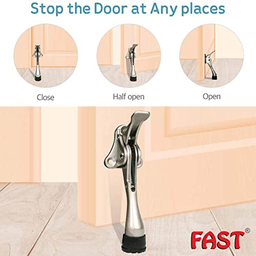 FAST DS04Z 5 Inch One Touch Heavy Kickdown Door Stopper, The Door Stoppers for Home, Office Doors Variety of Colour That Door Stop Non Slip Rubber Tip with Adjustable Upto 4mm Up Down (Silver Satin) - Image 5