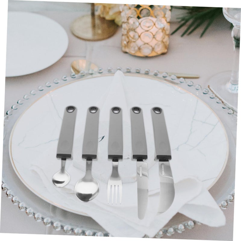Weighted Adaptive Utensils Set 5Pcs Stainless Steel Forks Knives Spoons for Rehabilitation Dining - Image 5