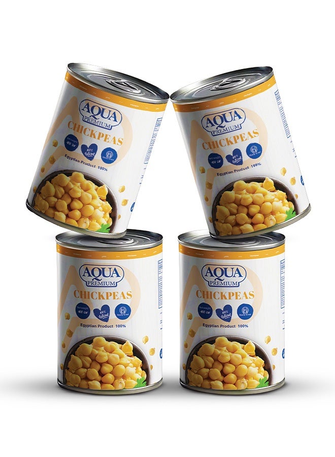 AQUA PREMIUM Chickpeas – Ready to Use Canned Chickpeas, Easy Open Can 400 gram  Pack of 4 - Image 1