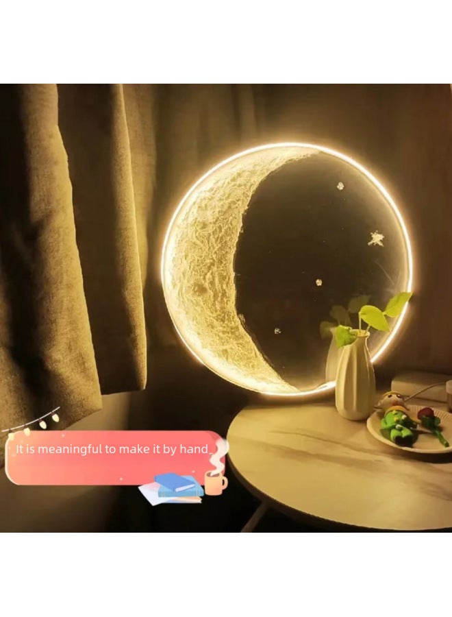 Handmade DIY Texture Moon Lamp Diy Material Bag Moon Lamp Creative Gift Creative Romantic Valentine's Day Gift-Color:Sleeping Moon Astronaut Led Light Material Bag  - Image 5
