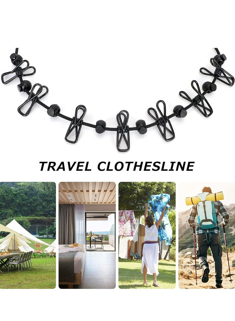 1 Pack Portable Clothesline with 12 Clothespins, Travel Clothesline Stretchy Retractable Elastic Laundry Clothes Line for Backyard, Vacation Hotel, Balcony Clothes Drying Line  - Image 3