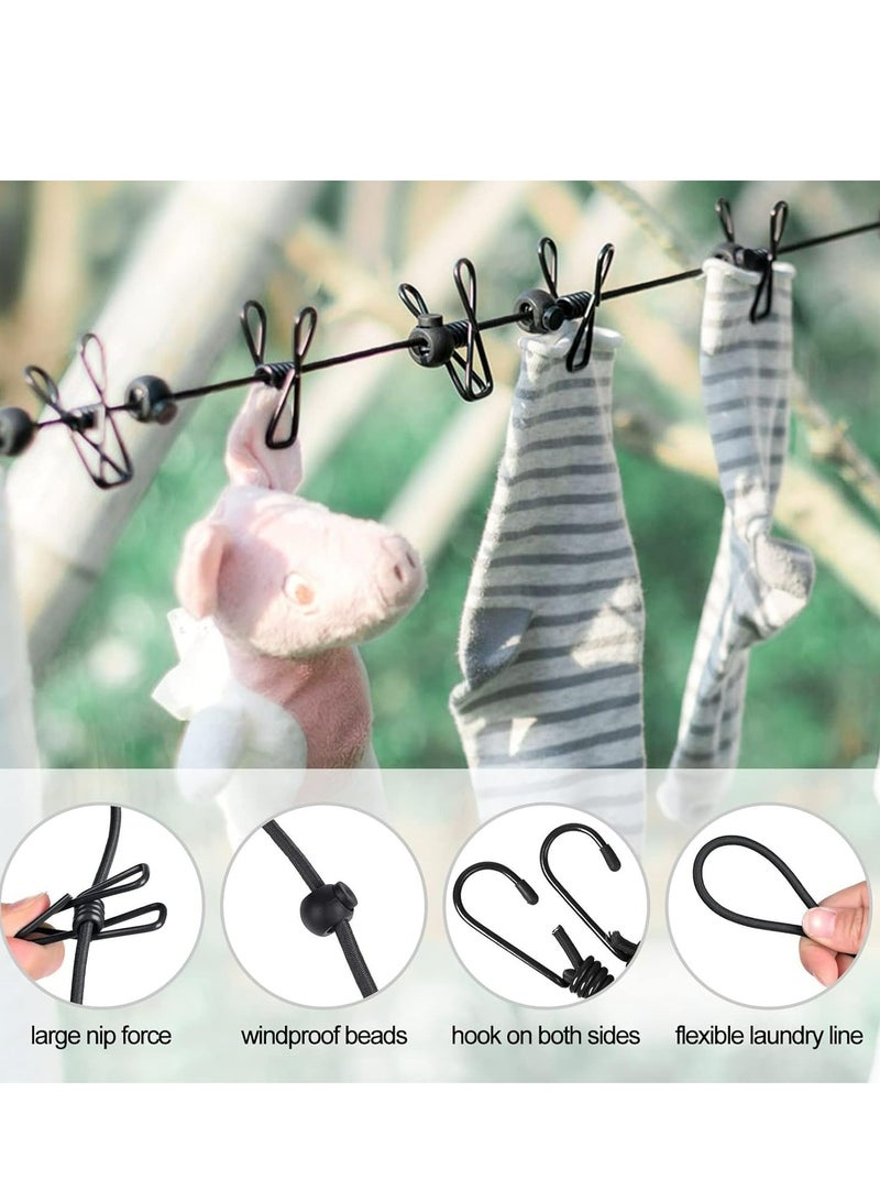 1 Pack Portable Clothesline with 12 Clothespins, Travel Clothesline Stretchy Retractable Elastic Laundry Clothes Line for Backyard, Vacation Hotel, Balcony Clothes Drying Line  - Image 4