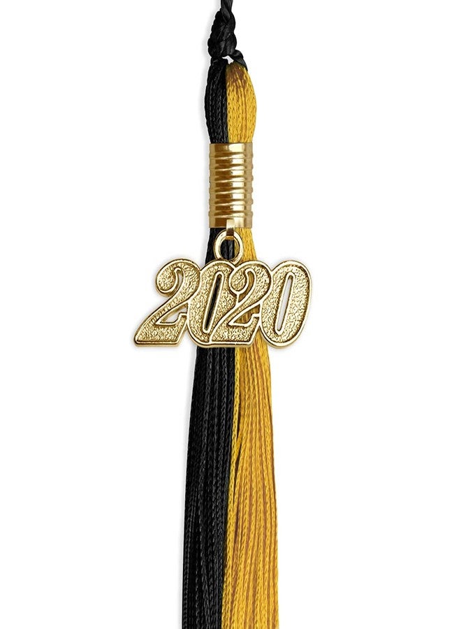 Endea Graduation شرابة تخرج مزدوجة اللون من إنديا مع قطرة ذهبية على شكل تاريخ (أسود/ذهبي لامع، 2020) - Image 2