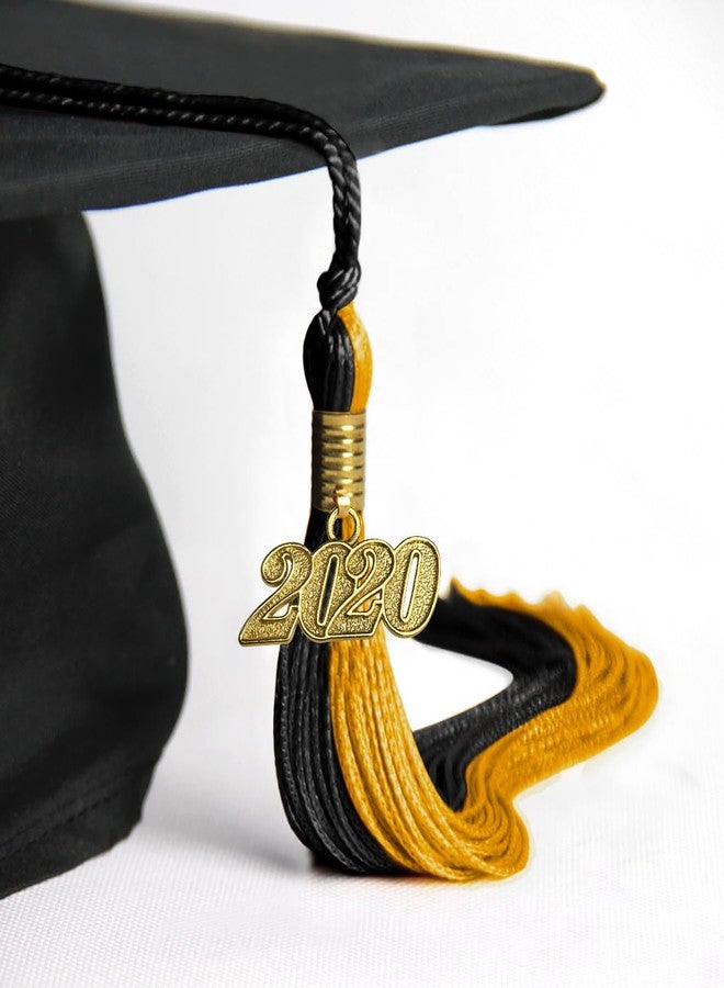 Endea Graduation شرابة تخرج مزدوجة اللون من إنديا مع قطرة ذهبية على شكل تاريخ (أسود/ذهبي لامع، 2020) - Image 4
