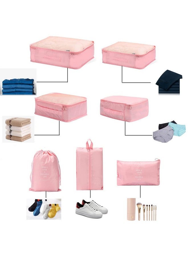 بيت رايس منظم سفر من PETRICE، مكعبات تعبئة للسفر، أساسيات السفر، حقيبة أدوات النظافة، حقائب تعبئة للملابس، منظم سفر للنساء، حقيبة سفر، منظم سفر مكعبات تعبئة (وردي) - Image 2