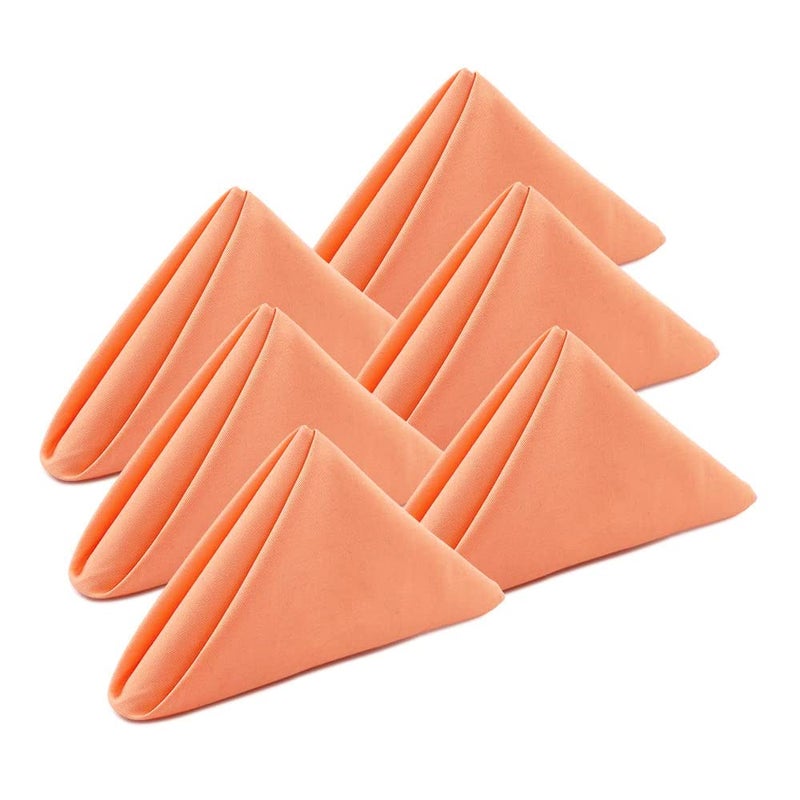 KOFFOTA Salmon Cloth Napkins 100% Cotton Set of 6 Warm Spring Carnation Color Gift for Mon Birthday Soft Comfortable and Reusable 18""x18"" KOFFOTA - Image 1