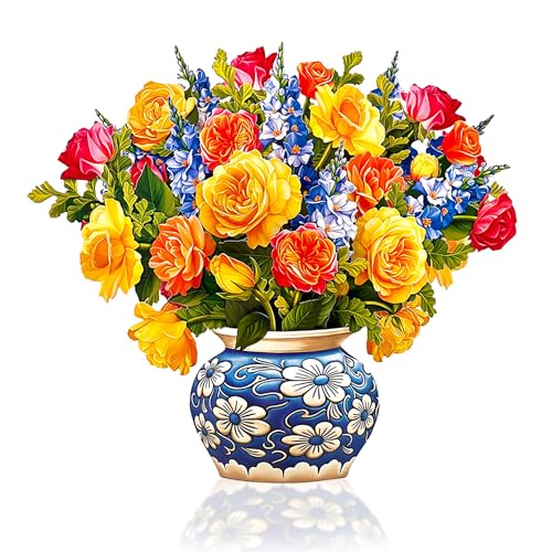 Freshcut Paper Pop Up Cards, Grande Sorbet Roses, 18 Inch Life Sized Forever Flower Bouquet 3D Popup Greeting Card, Birthday Cards, Thank You Card, Blank Notecard & Envelope - Image 1