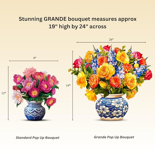 Freshcut Paper Pop Up Cards, Grande Sorbet Roses, 18 Inch Life Sized Forever Flower Bouquet 3D Popup Greeting Card, Birthday Cards, Thank You Card, Blank Notecard & Envelope - Image 4