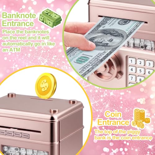 Ranphykx Piggy Bank for Kids Girls Boys with Password Code Lock Cash Coin Can Piggy Bank Girls Electronic Money Safe Bank for Kids Money Box Birthday Gift for 312 Year Old Boys - Image 5