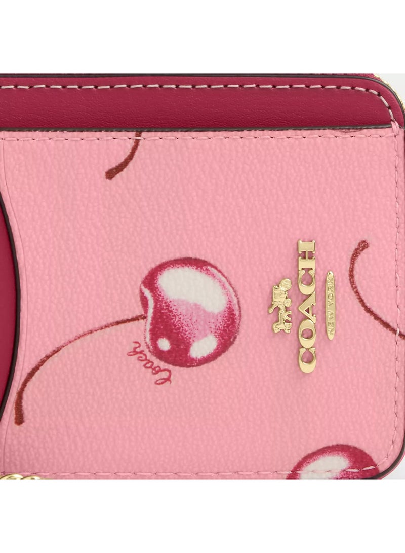 كوتش اوت ليت محفظة كروت كوتش COACH حريمي بسحاب ونقشة كرز CR832 - Image 3