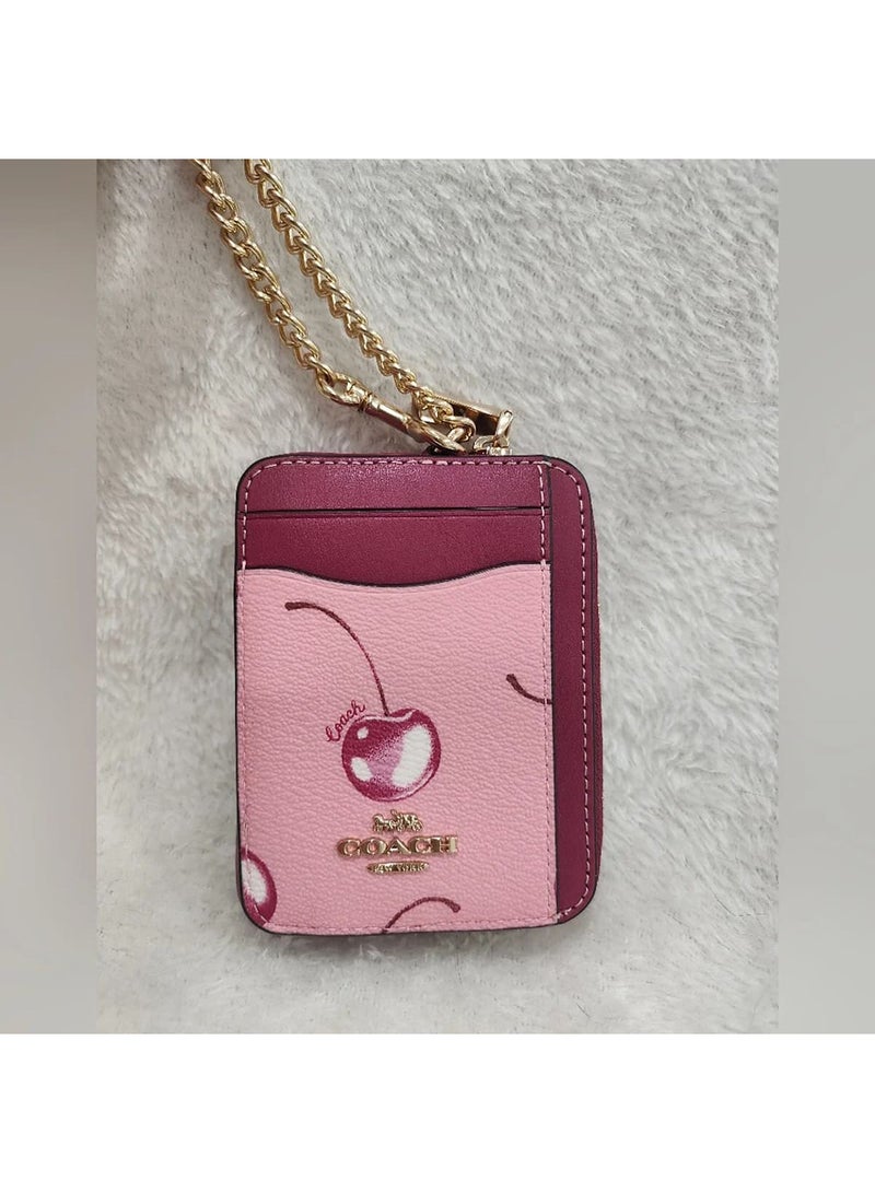 كوتش اوت ليت محفظة كروت كوتش COACH حريمي بسحاب ونقشة كرز CR832 - Image 4
