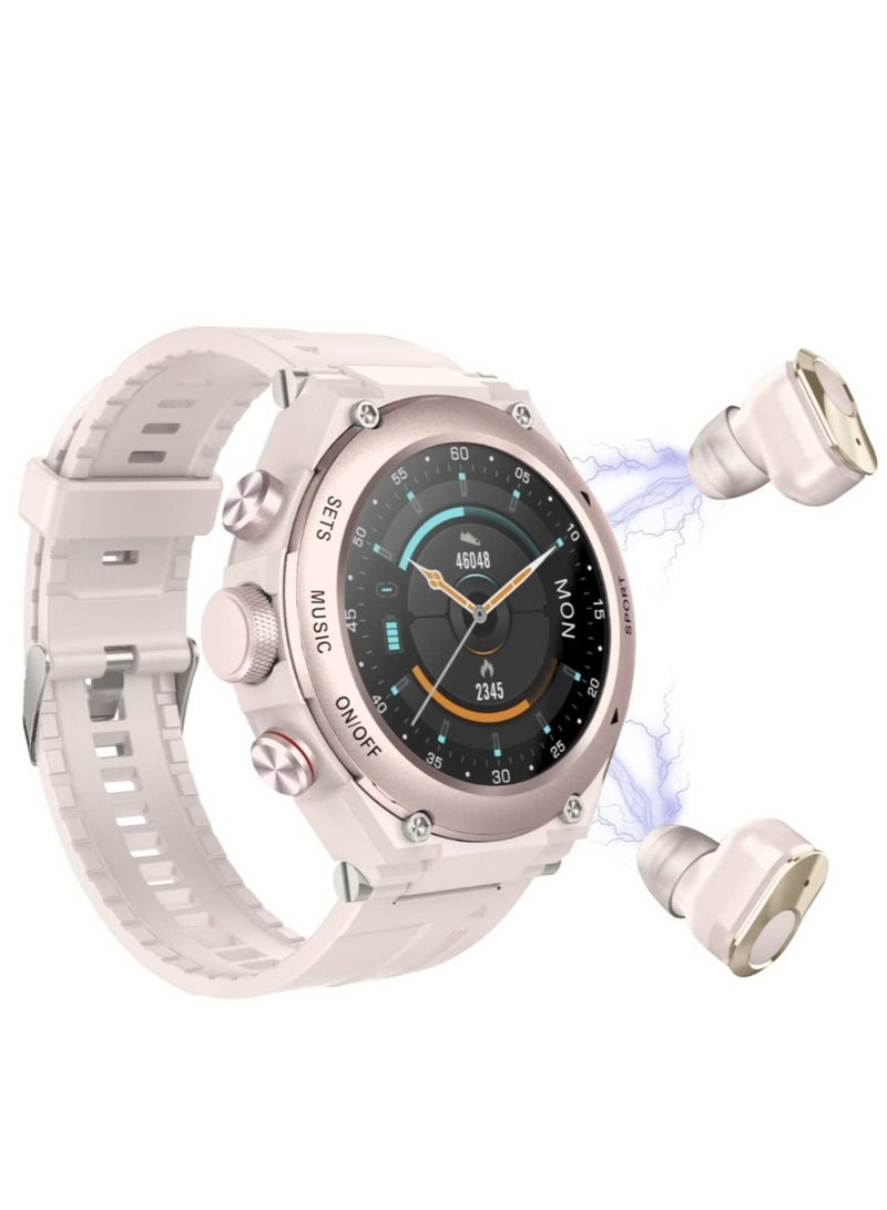 Captaintech Smart Watch with Earbuds, 3 in 1 Smart Watch, 1.28 Inch Touch HD Screen Fitness Activity Tracker, with Answer/Make Call, Recording, Heart Rate Sleep Monitor Function, Support Long Time Standby - Image 1