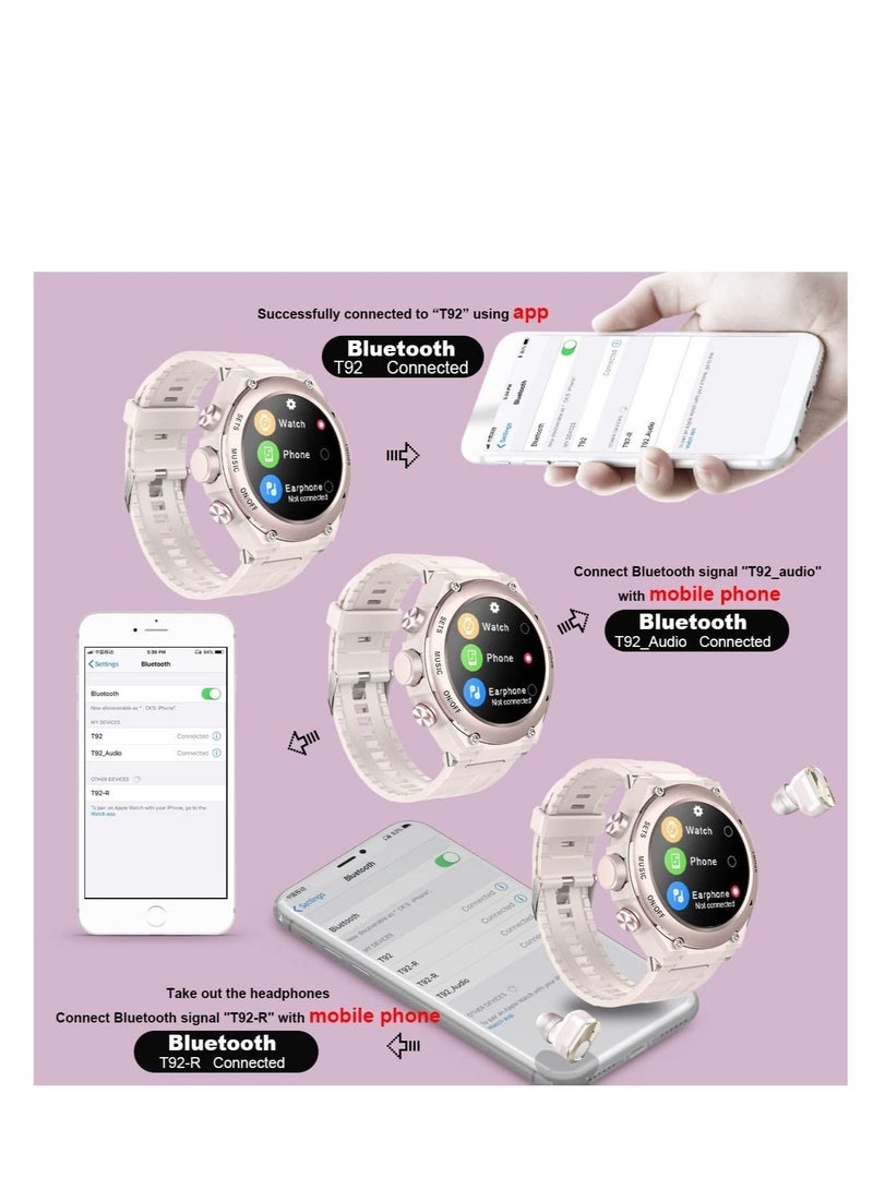Captaintech Smart Watch with Earbuds, 3 in 1 Smart Watch, 1.28 Inch Touch HD Screen Fitness Activity Tracker, with Answer/Make Call, Recording, Heart Rate Sleep Monitor Function, Support Long Time Standby - Image 5