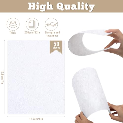Nitelemn 50 Sheets Linen Textured Cardstock White 250g/92lb Cover Printer Paper, 5 x 7 Inches for Printers, Invitation, Arts and Craft, Scrapbook, DIY Projects (White, 5×7in,J) - Image 2