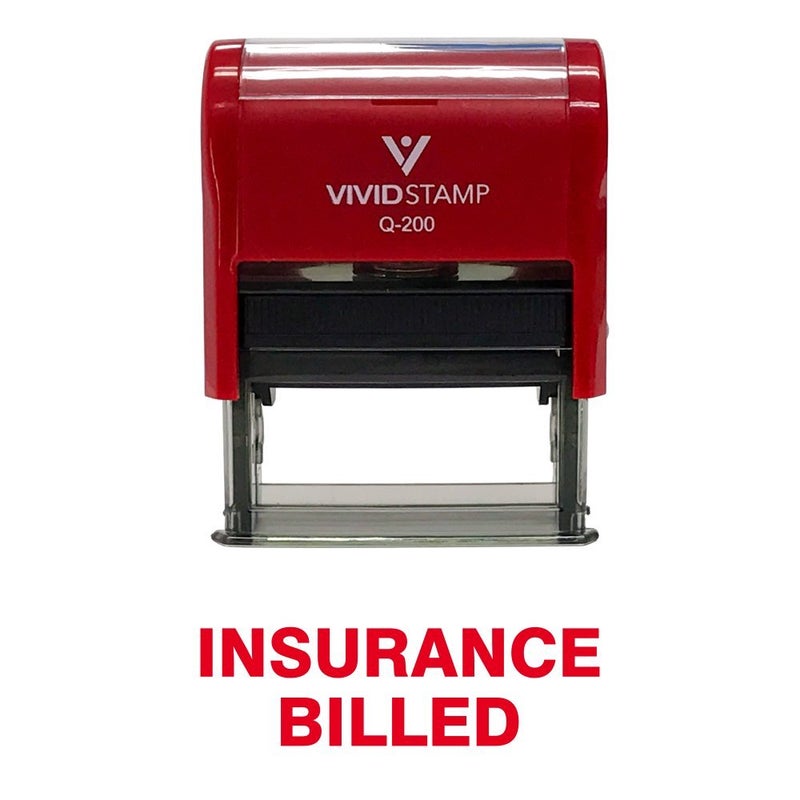 Insurance Billed Self Inking Rubber Stamp Red Ink Medium