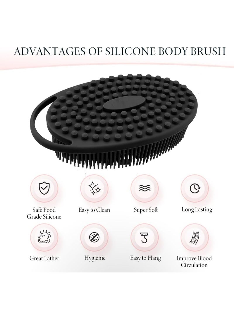 Silicone Body Scrubber, Exfoliating Shower Brush 2 Pack with Handle, Scalp Massager for Clean Massage and Blood Circulation - Image 3
