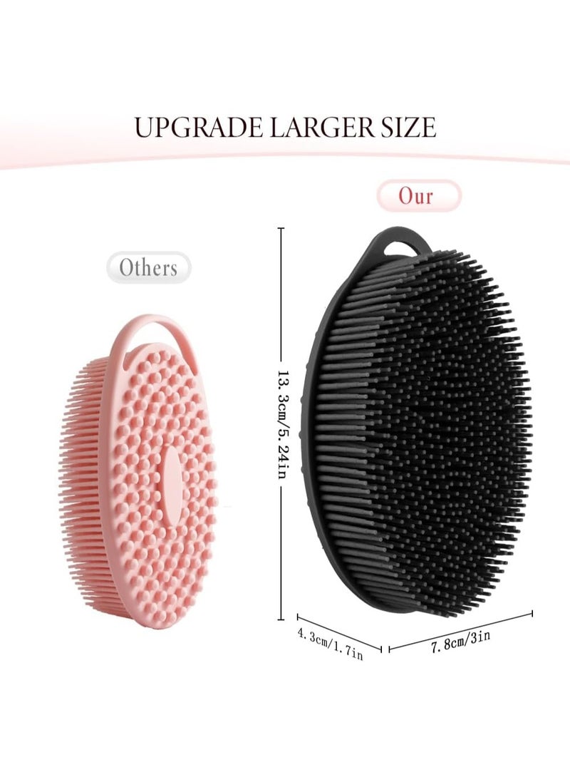 Silicone Body Scrubber, Exfoliating Shower Brush 2 Pack with Handle, Scalp Massager for Clean Massage and Blood Circulation - Image 2