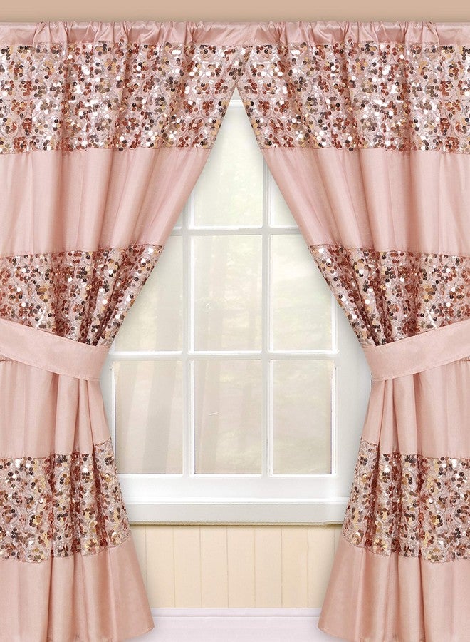 Popular Bath Sinatra Blush curtain Classic Luxury Window curtain Contemporary Decor Blush color Unique Design Stylish Bathroom Window Curtain (36" x 54" each) set of 2 Tie Decor Bling Mosaic - Image 1