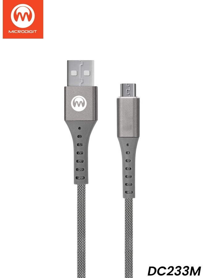 Microdigit DC233M Micro USB Fast Charging Cable | 20,000+ Bend Lifespan | Braided Durable Data & Charging Cable | 480Mbps Sync | Mobile/Powerbank Compatible - Image 1