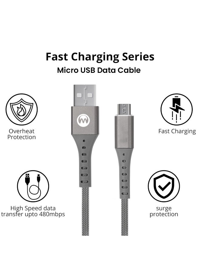 Microdigit DC233M Micro USB Fast Charging Cable | 20,000+ Bend Lifespan | Braided Durable Data & Charging Cable | 480Mbps Sync | Mobile/Powerbank Compatible - Image 2