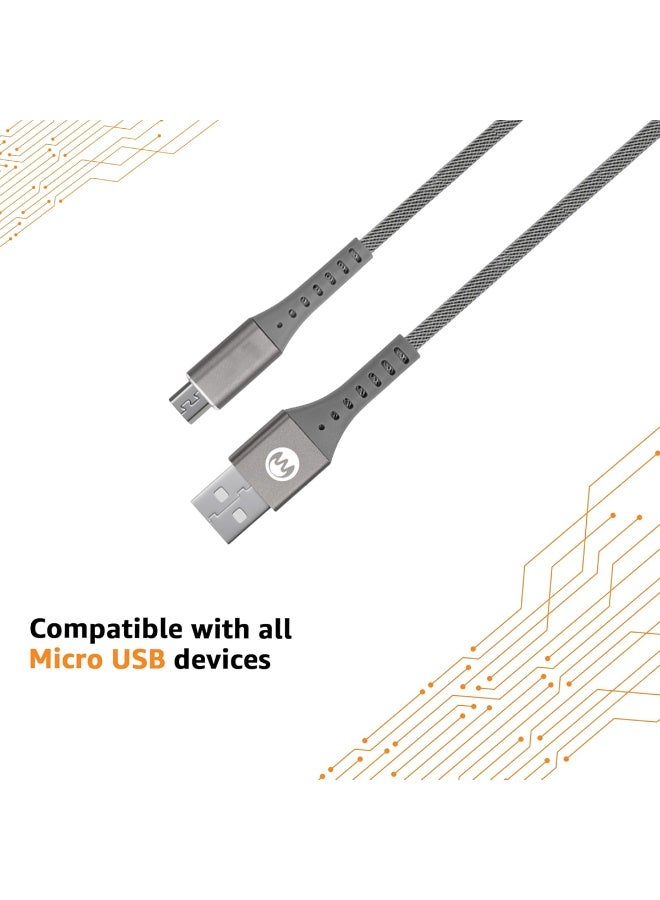 Microdigit DC233M Micro USB Fast Charging Cable | 20,000+ Bend Lifespan | Braided Durable Data & Charging Cable | 480Mbps Sync | Mobile/Powerbank Compatible - Image 3