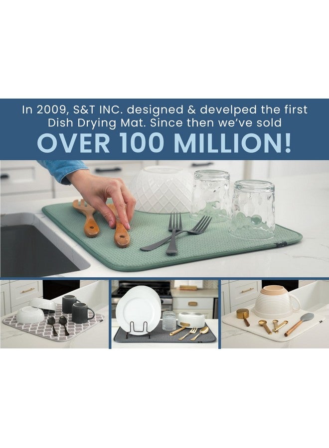 S&T INC. Dish Drying Mat XL, Highly Absorbent Microfiber Kitchen Counter Mat, Dish Drying Pad for Dishes, Utensils, Pots and Pans, Extra Large 18" x 24", Tapestry Blue - Image 5