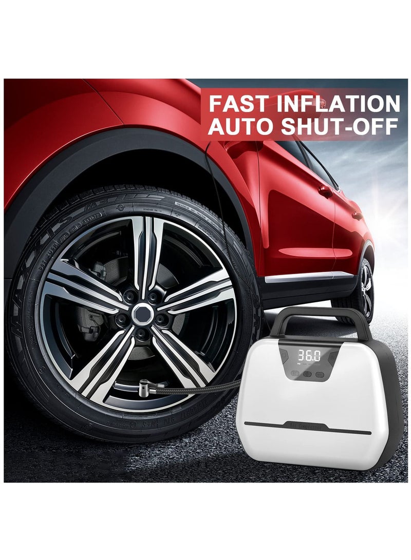 SYOSI Portable Air Compressor for Car Tires, Electric Air Pump for Bike and Other Inflatables at Home 110V AC 12V DC, Dual Powerful Motors,150 PSI Wheel Tire Inflators with Digital Pressure Gauge, LED Light - Image 3