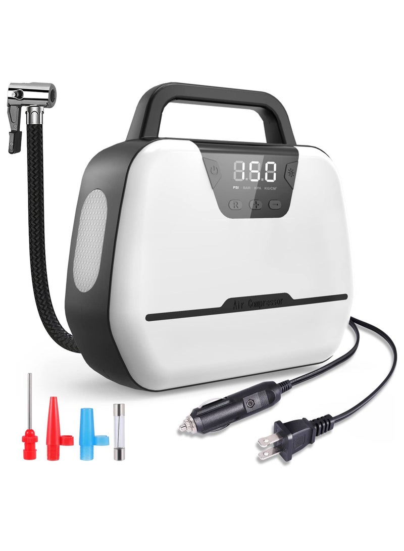 SYOSI Portable Air Compressor for Car Tires, Electric Air Pump for Bike and Other Inflatables at Home 110V AC 12V DC, Dual Powerful Motors,150 PSI Wheel Tire Inflators with Digital Pressure Gauge, LED Light - Image 1