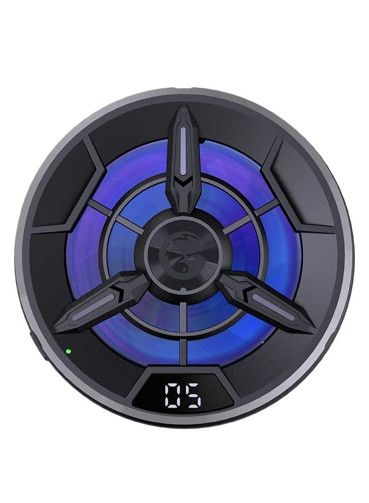LIXES F9 Semiconductor Phone Cooler, Cooler Radiator with 7-Blade Fan, Real-time Temperature Display, 7-Color Cycle Cooler Compatible with Phone, Fit for Phone Gaming, Video Streaming  - Image 1