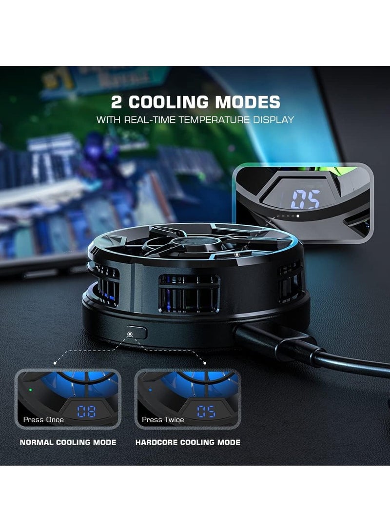 LIXES F9 Semiconductor Phone Cooler, Cooler Radiator with 7-Blade Fan, Real-time Temperature Display, 7-Color Cycle Cooler Compatible with Phone, Fit for Phone Gaming, Video Streaming  - Image 3