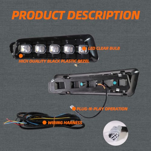 Liouedf LED Front Fog Light Compatible with F150 Raptor 2021-2022, Front Bumper Fog Light with Day Running Light and Turn Signal Lamp, Fog Light Assembly Kit - Image 4