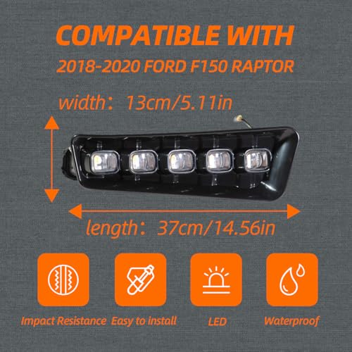 Liouedf LED Front Fog Light Compatible with F150 Raptor 2021-2022, Front Bumper Fog Light with Day Running Light and Turn Signal Lamp, Fog Light Assembly Kit - Image 3